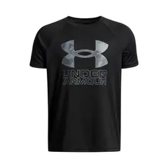 UNDER ARMOUR - Polera Manga Corta Training Niño Tech Hybrid print Negro