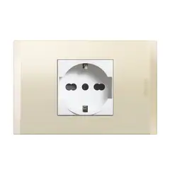 BTICINO - Enchufe Schuko 2P+T 10A16A 250V Blanco Perla Nobile