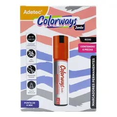 ADETEC - Marcador Permanente Jumbo 1 Unidad Colorways - Rojo