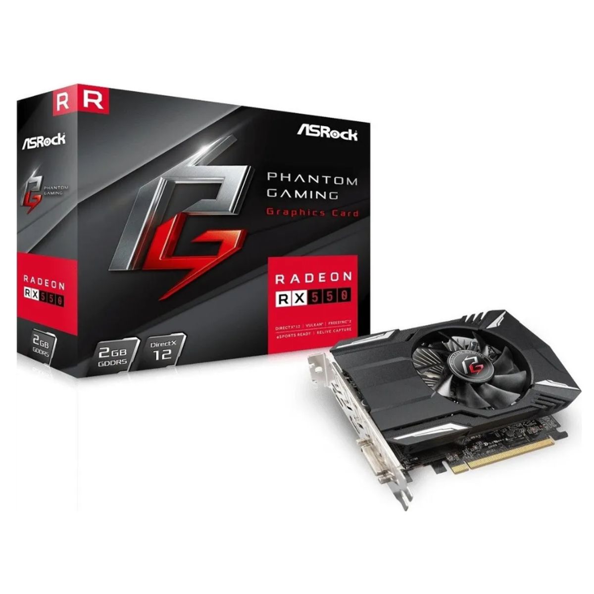 ASROCK - Tarjeta de Video - AsRock  Phantom Gaming  - AMD Radeon RX550 2G - 2 GB, GDDR5, 64 bits