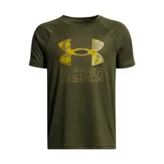 UNDER ARMOUR - Polera Manga Corta Training Niño Tech Hybrid print Verde