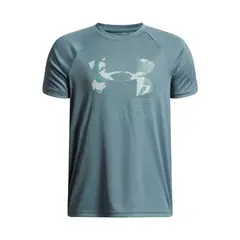 UNDER ARMOUR - Polera Manga Corta Training para Niño Tech Hybrid print Azul