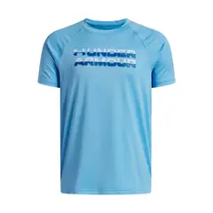 UNDER ARMOUR - Polera Manga Corta Training para Niño Tech Spilt logo Azul