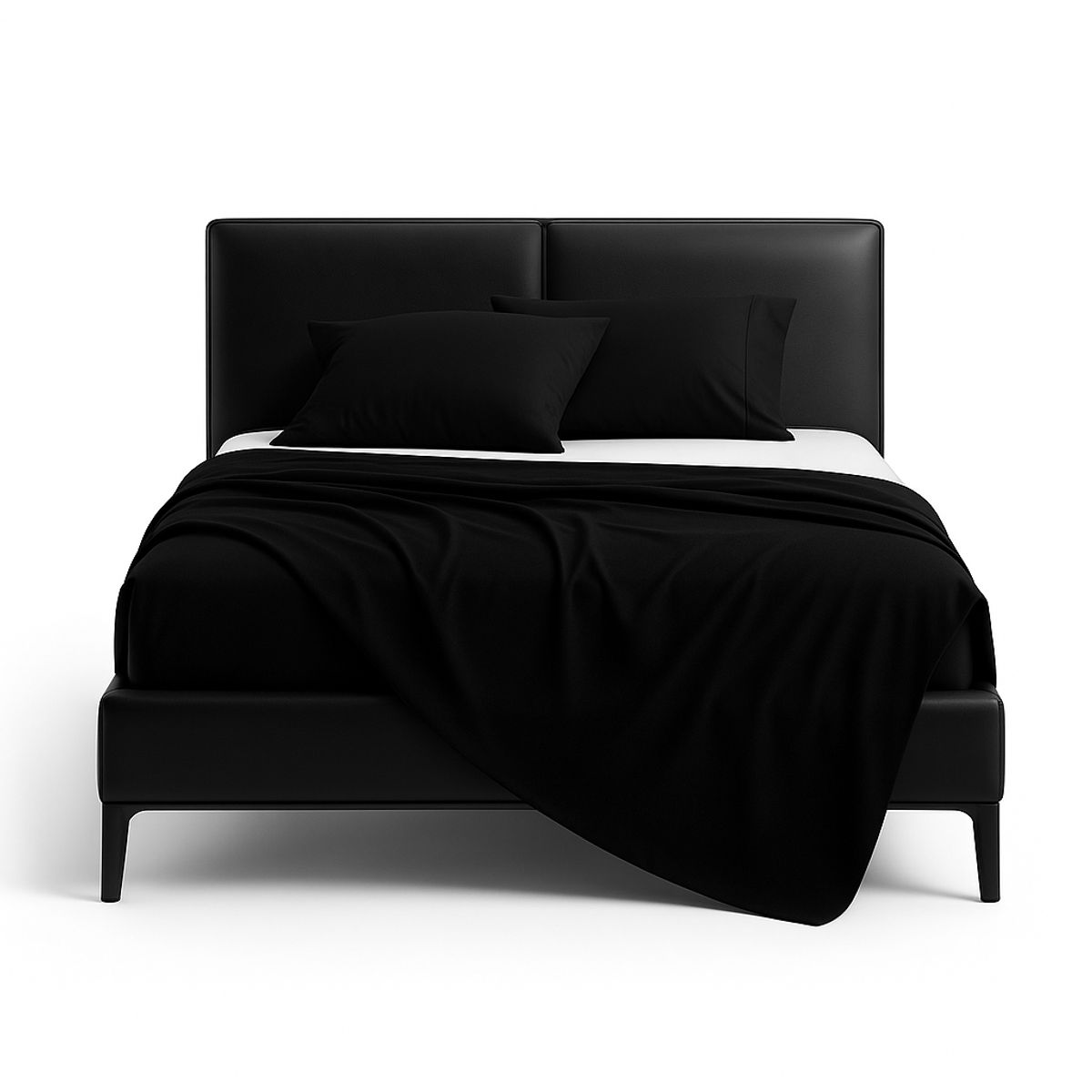 ARMONIA - Sábana 2 Plazas 800 Hilos Liso Negro v6 7EF