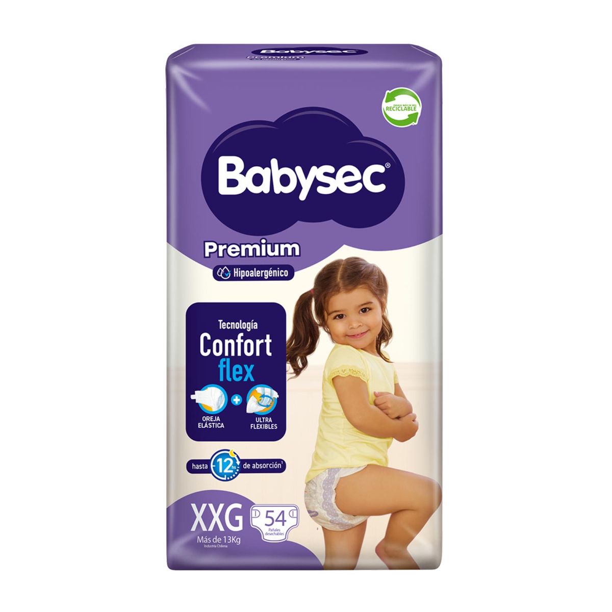 BABYSEC - Pañales de Bebé Babysec Premium Cuidado Total 54Un XXG