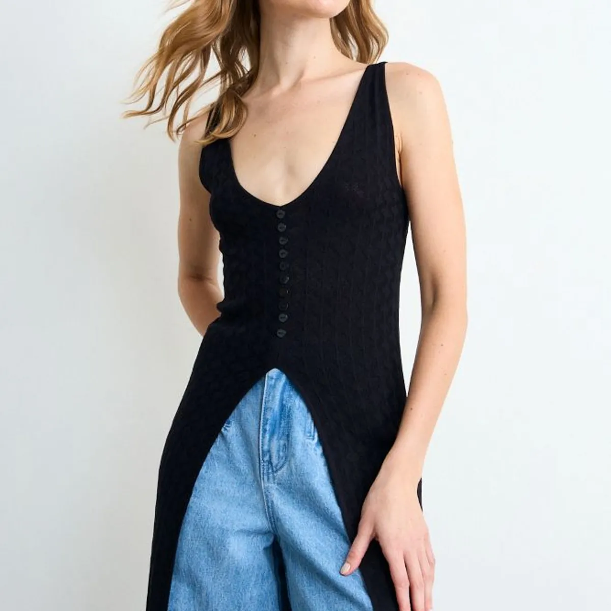 IO - Chaleco Liso Mujer Negro Io