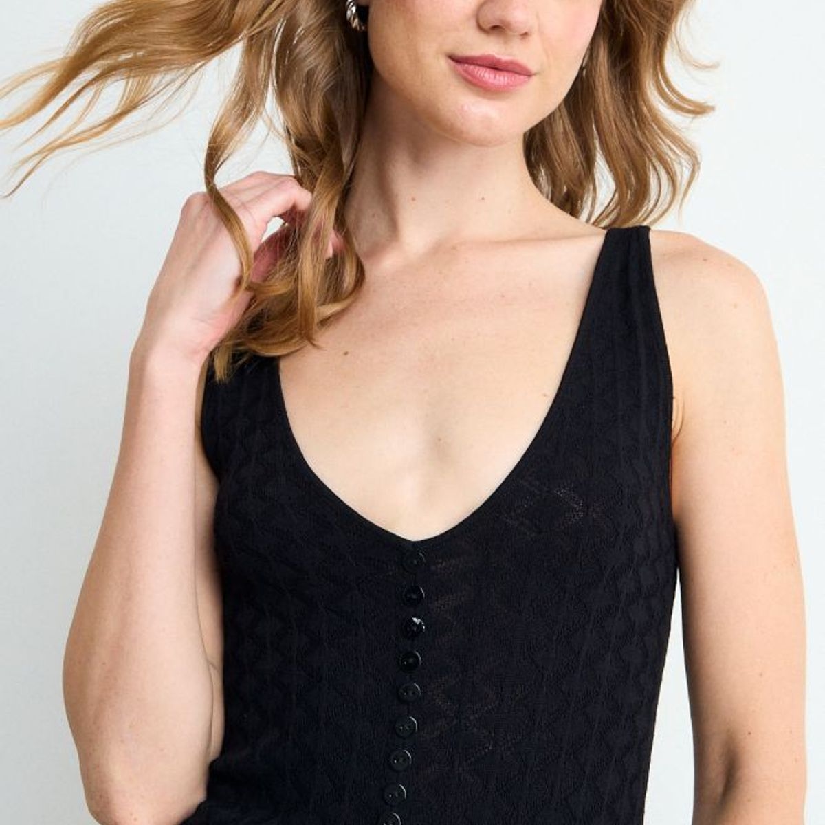 IO - Chaleco Liso Mujer Negro Io