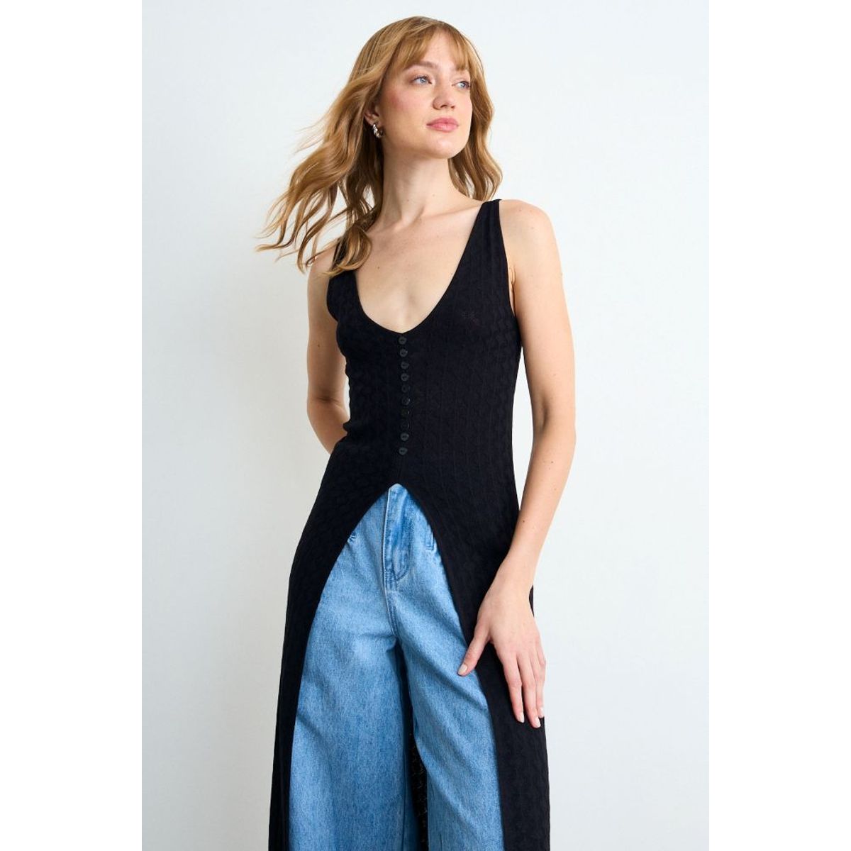 IO - Chaleco Liso Mujer Negro Io