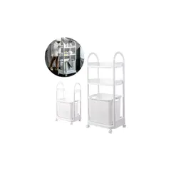 GENERICO - Carrito Organizador Canasta Estante Carro Lavanderia Baño Blanco