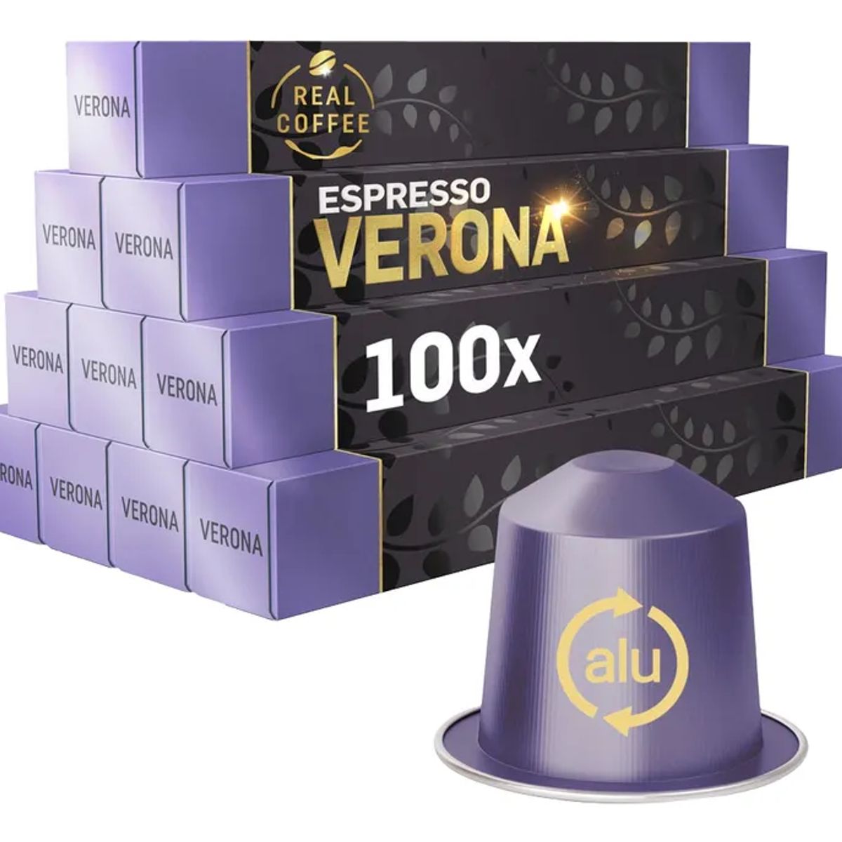 REAL COFFEE - 100 Cápsulas Compatibles Nespresso Verona , Real Coffee