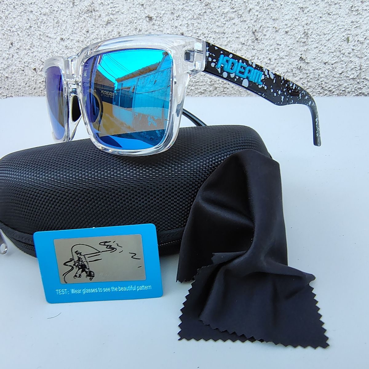 GENERICO - Lentes de sol tamaño XL15,4cm ancho,  cara grande gafas Kdeam polarizadas rectangular