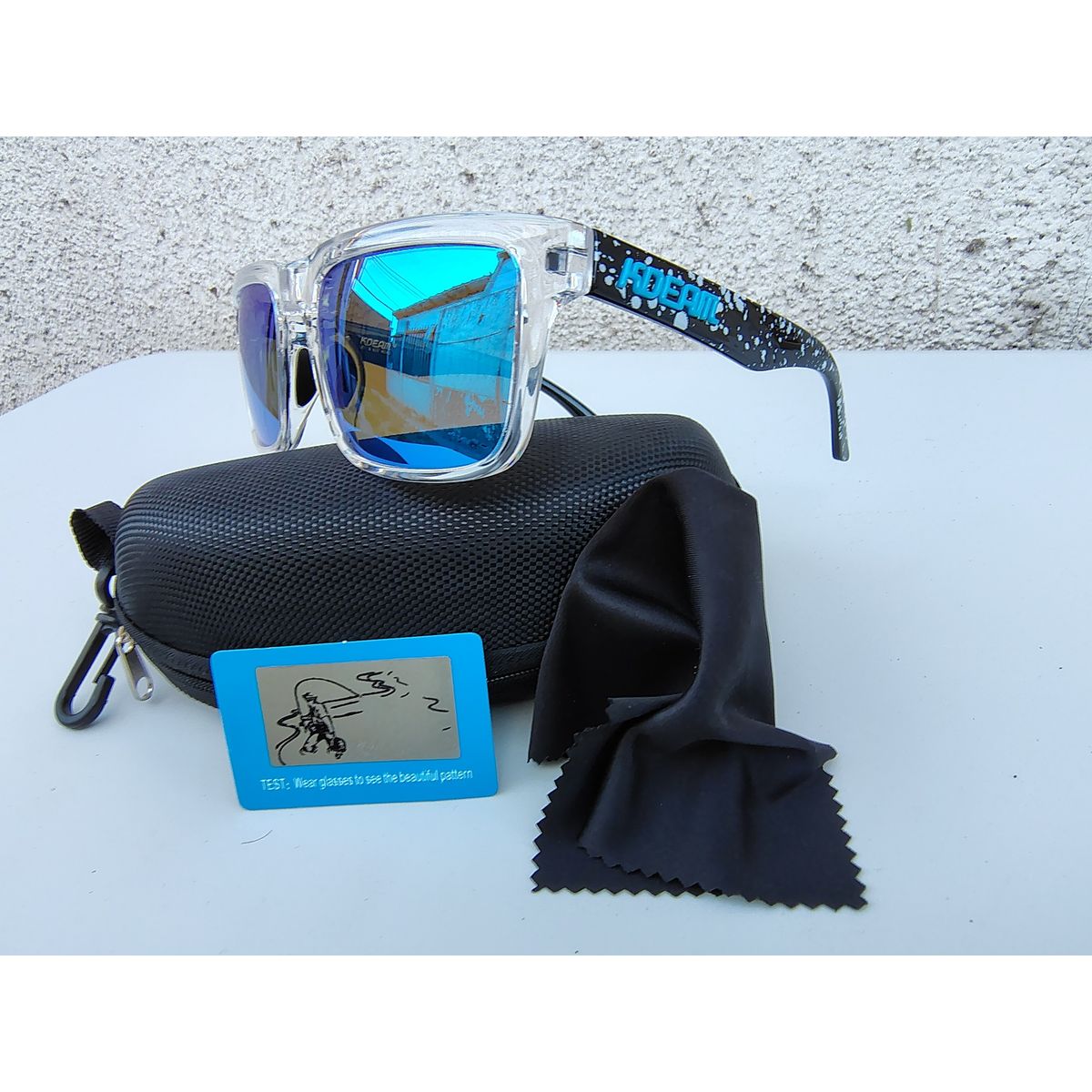 GENERICO - Lentes de sol tamaño XL15,4cm ancho,  cara grande gafas Kdeam polarizadas rectangular