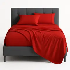 ARMONIA - Sábana 1½ Plazas 800 Hilos Liso Rojo v14 7EF