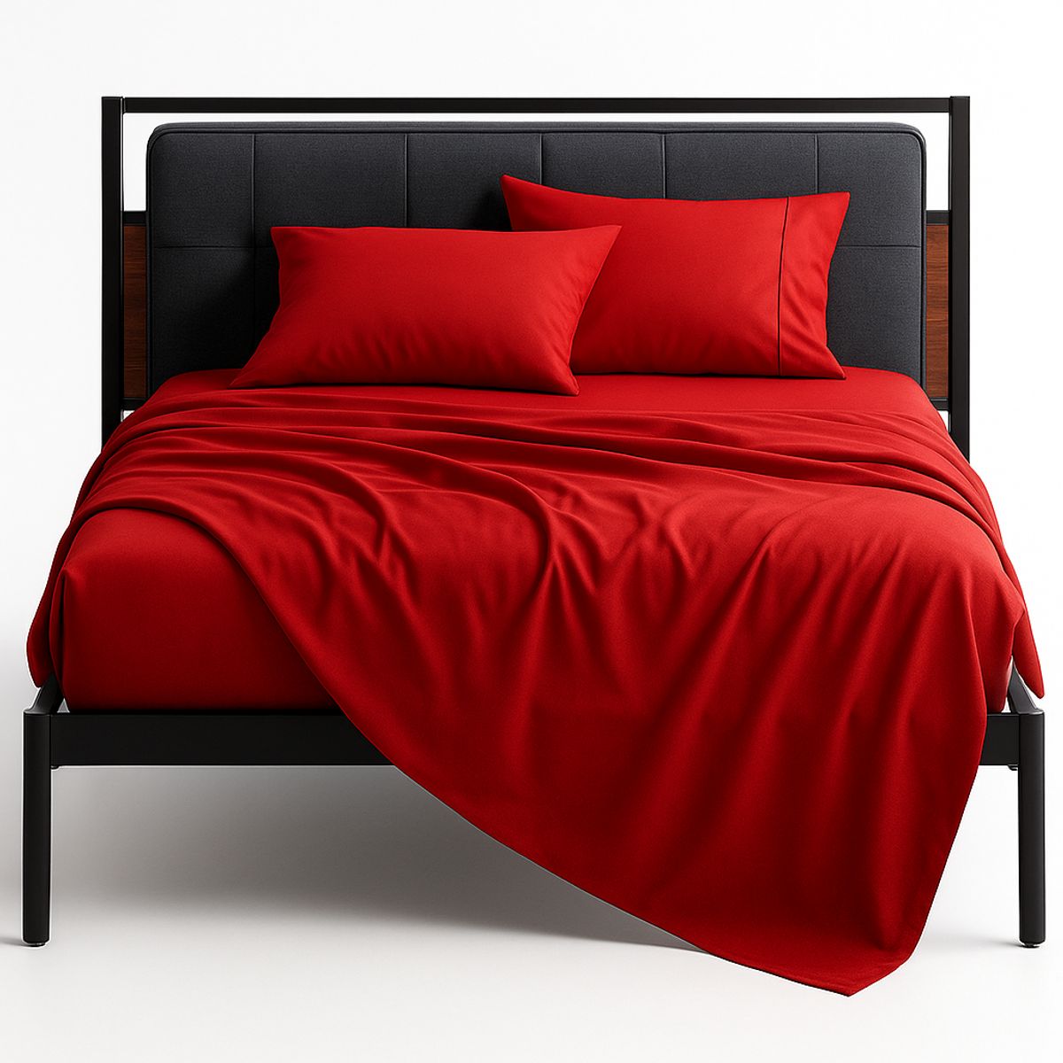 ARMONIA - Sábana 1½  Plazas 800 Hilos Liso Rojo v3 7EF