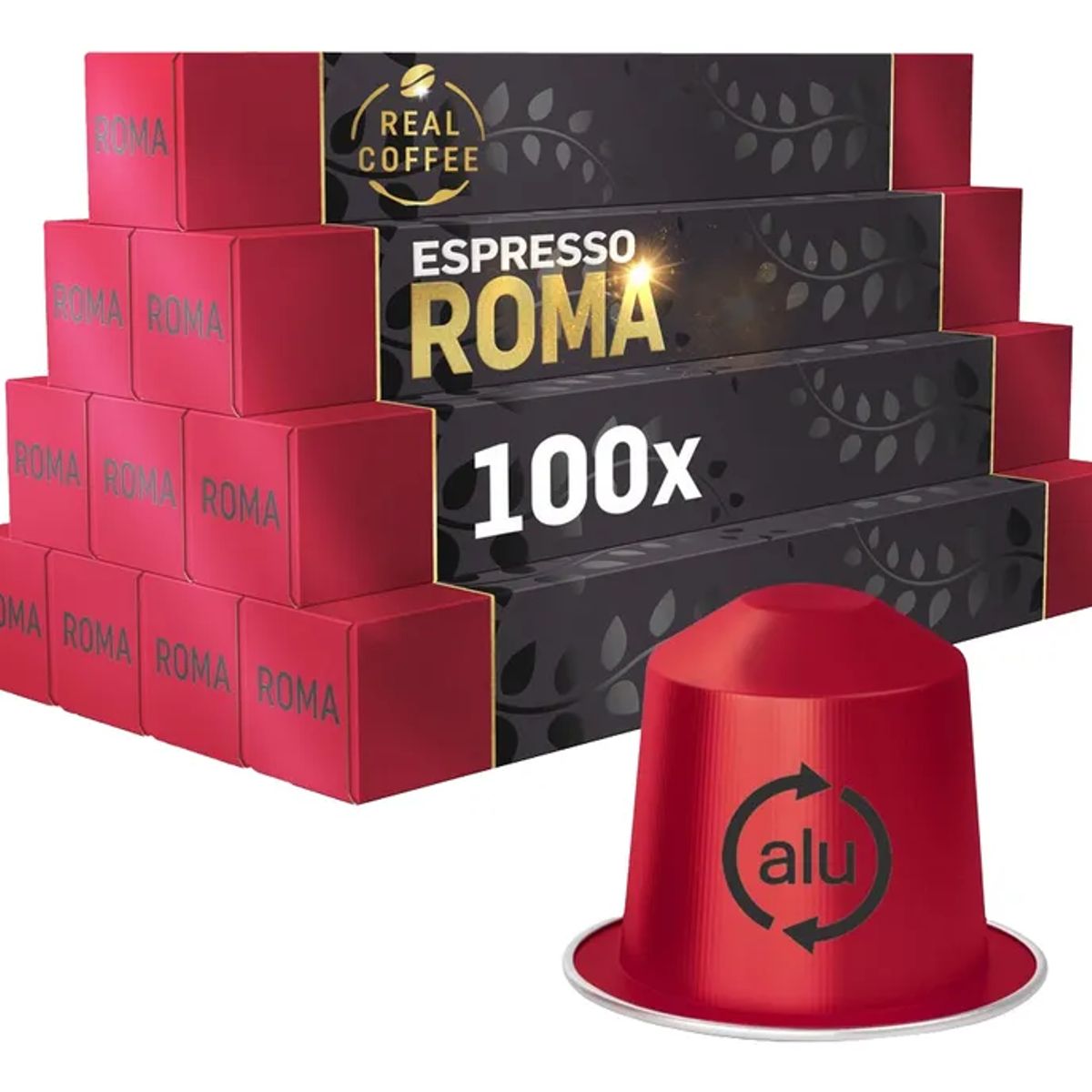 REAL COFFEE - 100 Cápsulas Compatibles Nespresso Roma , Real Coffee