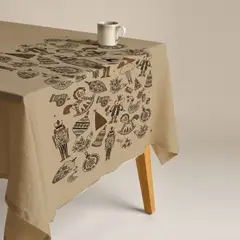 TUYO PRINT - Mantel Cascanueces Dorado - 180 x 350 cm. - Organza Mostaza -