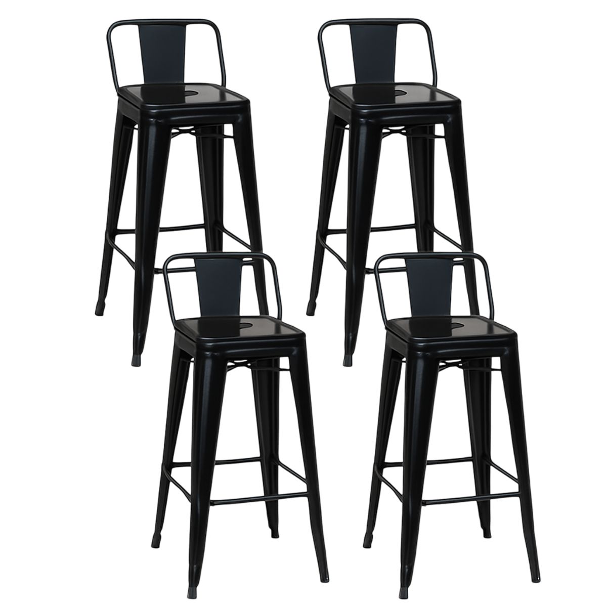 MOBOI - Pack 4 Taburetes Tolix Clásico Negro 66cm