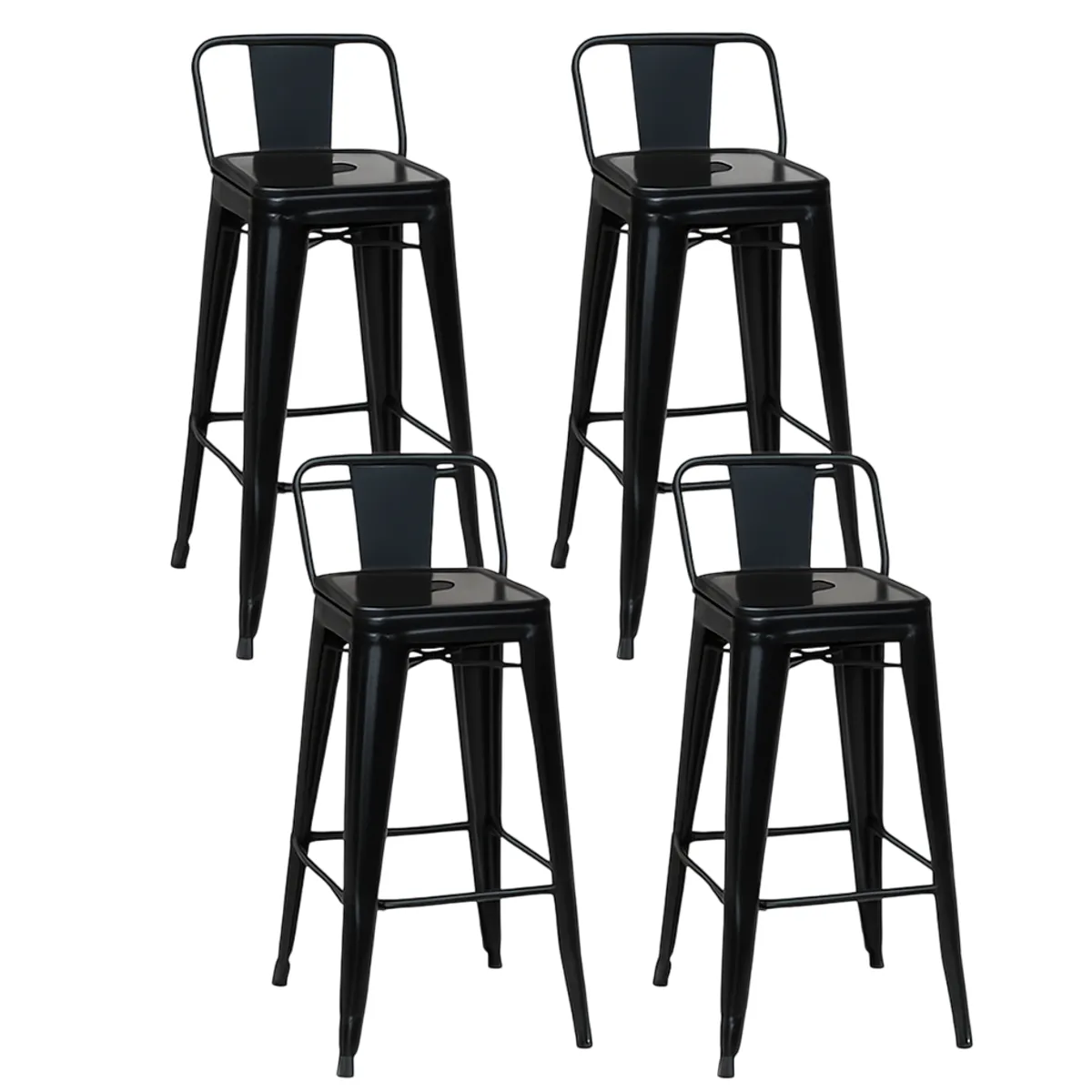 MOBOI - Pack 4 Taburetes Tolix Clásico Negro 66cm