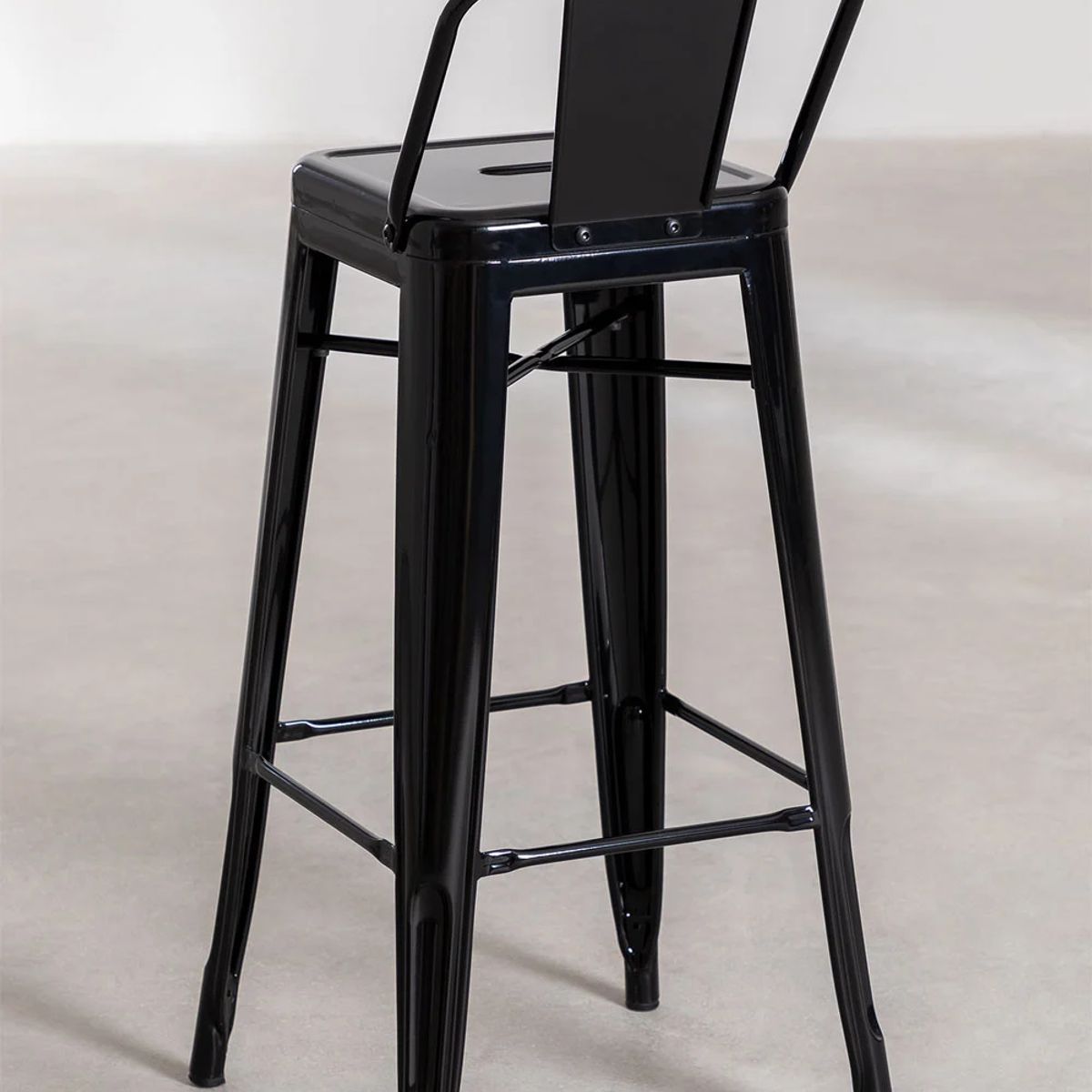 MOBOI - Pack 4 Taburetes Tolix Clásico Negro 66cm