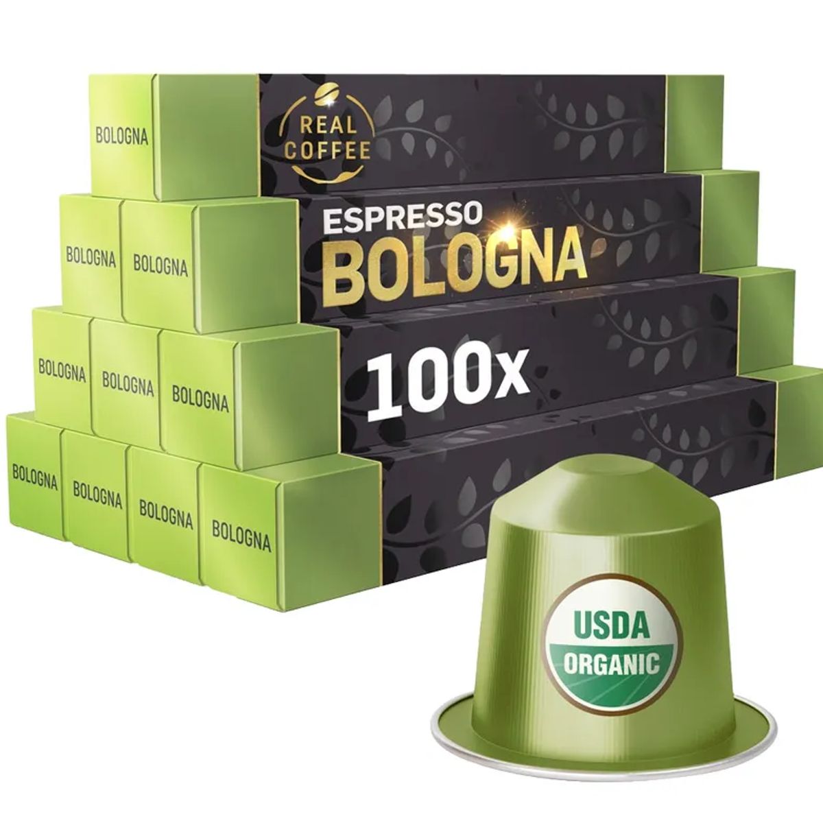 REAL COFFEE - 100 Cápsulas Compatibles Nespresso Bologna , Real Coffee
