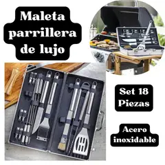 MOVI - Maleta parrillera de lujo- 18 piezas de acero inoxidable