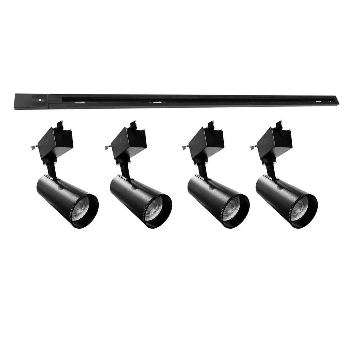 AVC Y VELL MAX - Lámpara 4 Focos Negros Gu10 7w Luz Neutra con Riel 1mt