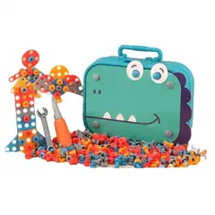 SPACEZAT - Maleta de Construcción Dinosaurios 3D con Herramientas