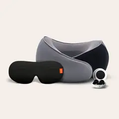 HYPNOS - Pack Travel Pro Antifaz + Tapón + Almohada Viaje Gris