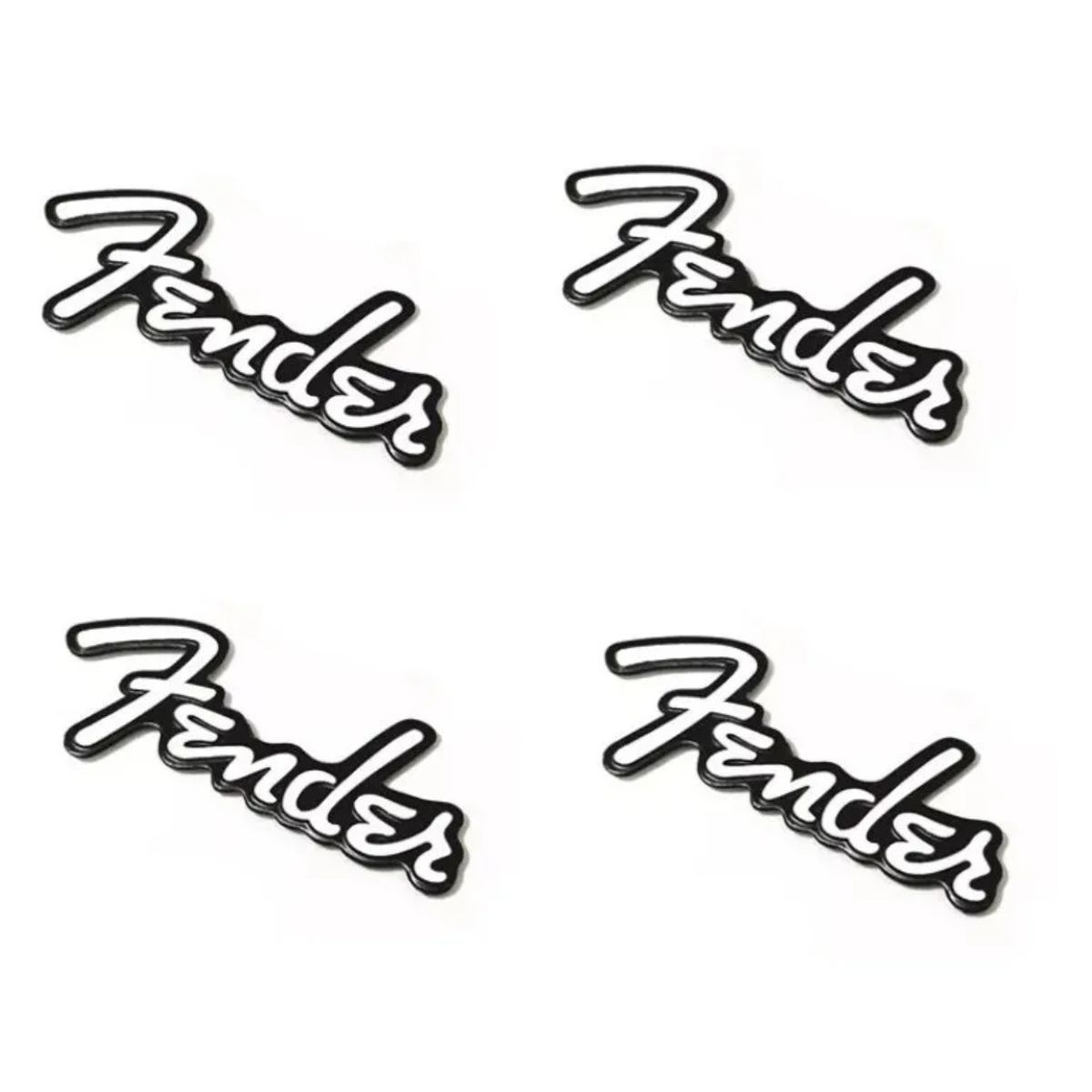 GENERICO - Set 4 Emblemas Logos Compatible con Fender Adhesivo Auto Parlantes