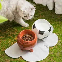 SUKEA - Plato De Cerámica Para Mascotas Perro Gato Pelota de Futbol