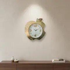 GENERICO - Reloj manzana para pared dorado