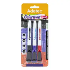 ADETEC - Marcador Para Pizarra Punta Fina 3 Ud Colorways