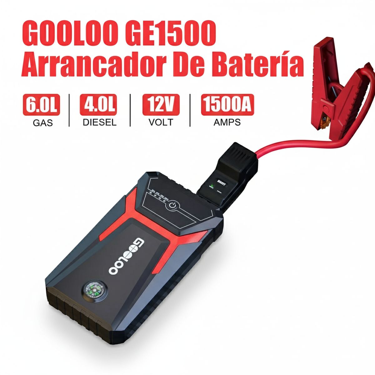 GENERICO - Cargador de Batería Auto y Moto + power bank emergenciaa Gooloo Ge1500