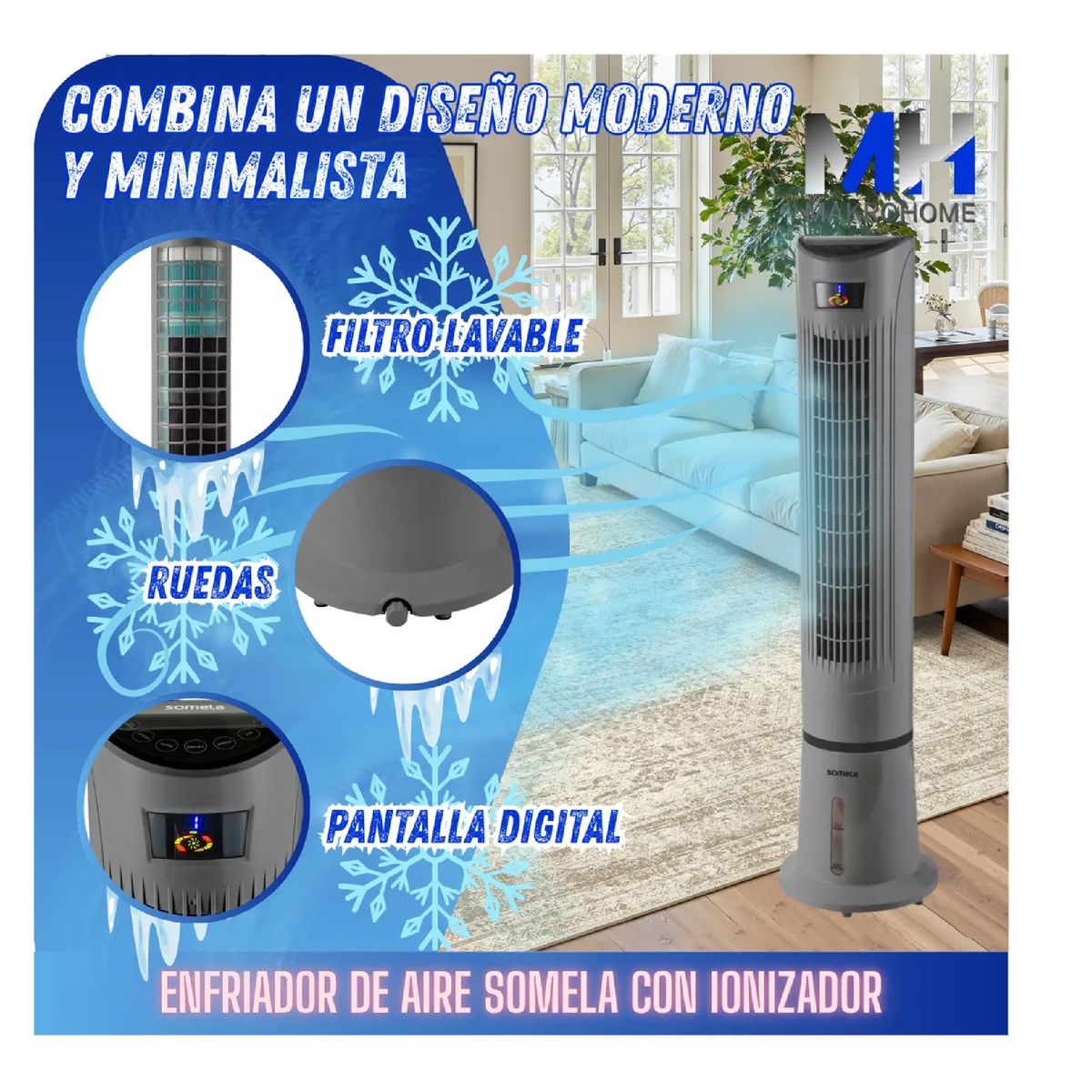SOMELA - Enfriador De Aire Somela Ionizador Control Remoto Aire Puro