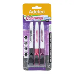 ADETEC - Marcador Punta Fina Para Pizarra 3 Und Colorways