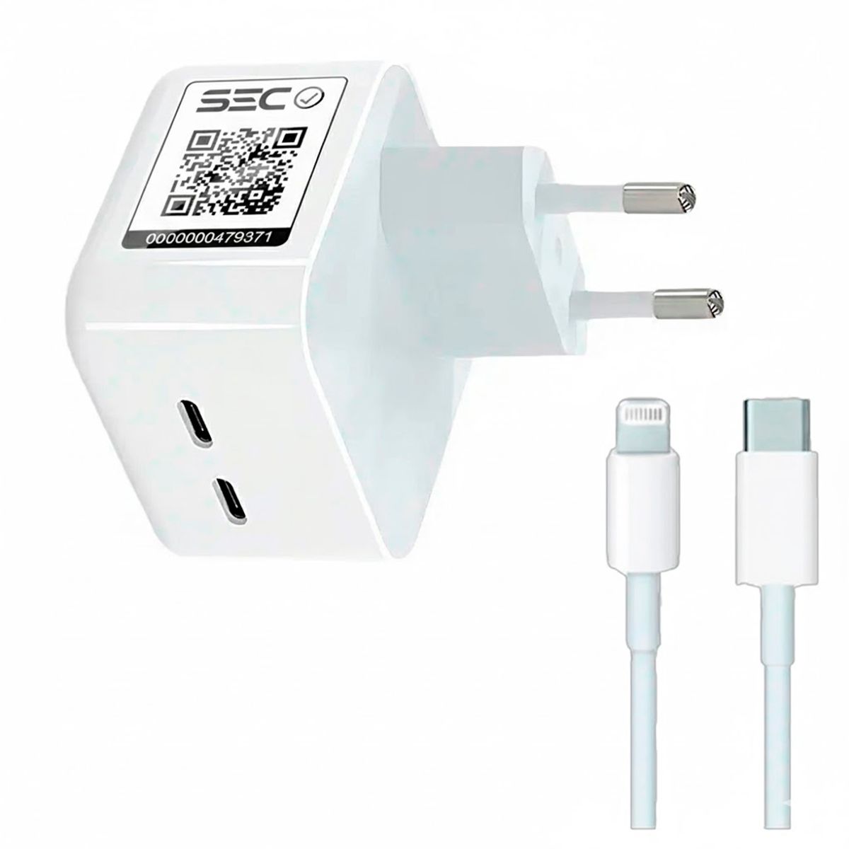 IRM - Cargador Certificado SEC Tipo C Doble 40w con Cable Para Iphone