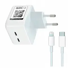 IRM - Cargador Certificado SEC Tipo C Doble 40w con Cable Para Iphone