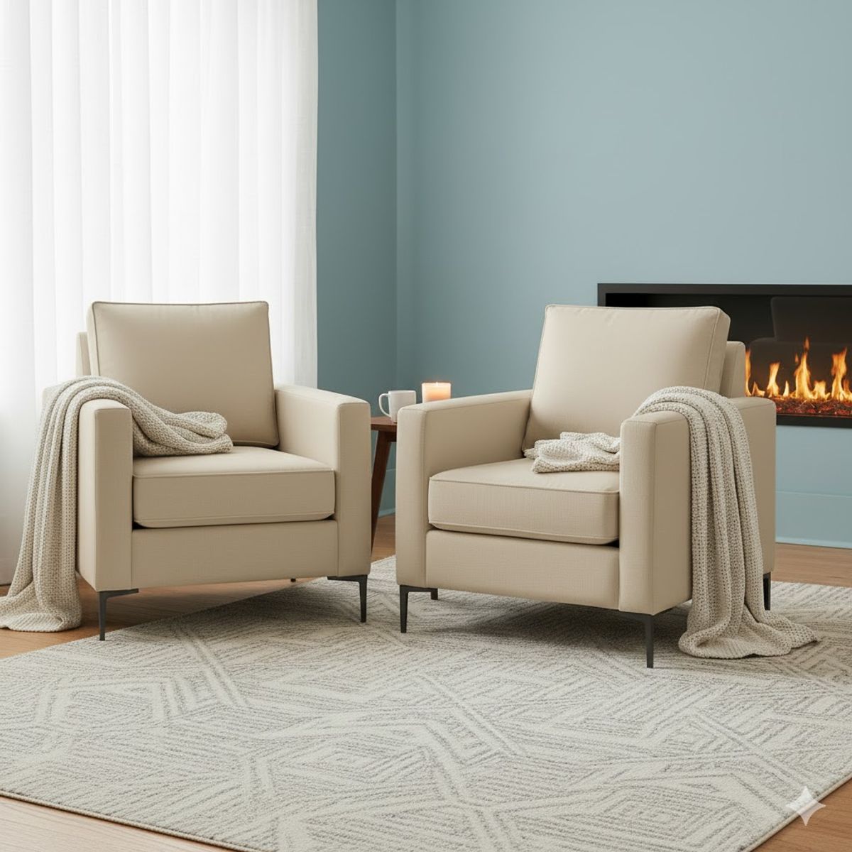 SITIAL HOME - Juego poltronas Venetto Beige claro con tecnologia resortes full comfort