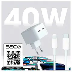IRM - Cargador Certificado SEC Carga Rapida 40w con Cable Para Iphone