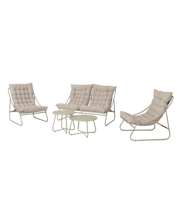 Set de Terraza 4 Piezas con Cojines Acolchados Beige