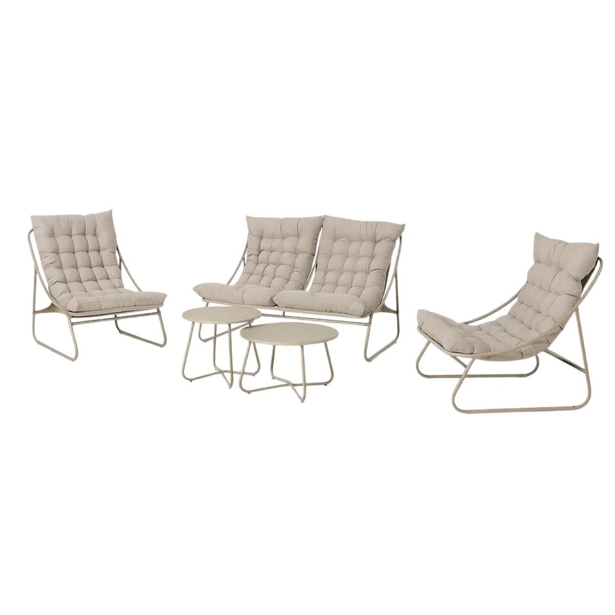 HABITA2 CHILE - Set de Terraza 4 Piezas con Cojines Acolchados Beige