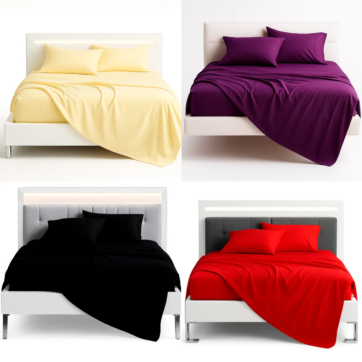 ARMONIA - Sábana 2½  Plazas 800 Hilos Liso Rojo v14 7EF