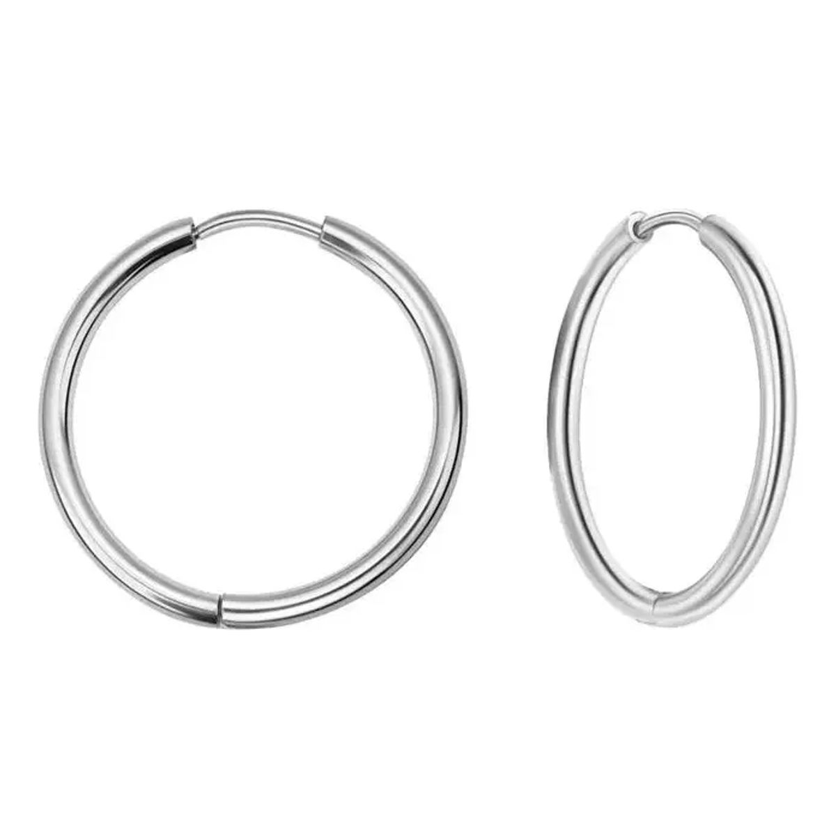 GENERICO - Aros 10mm Punk Hombre Mujer Silver Manba Earing