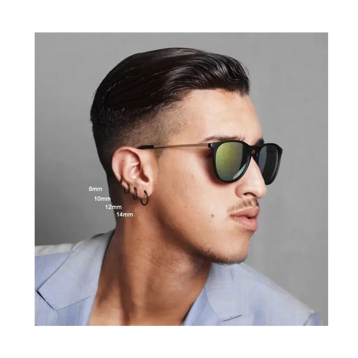 GENERICO - Aros 10mm Punk Hombre Mujer Silver Manba Earing