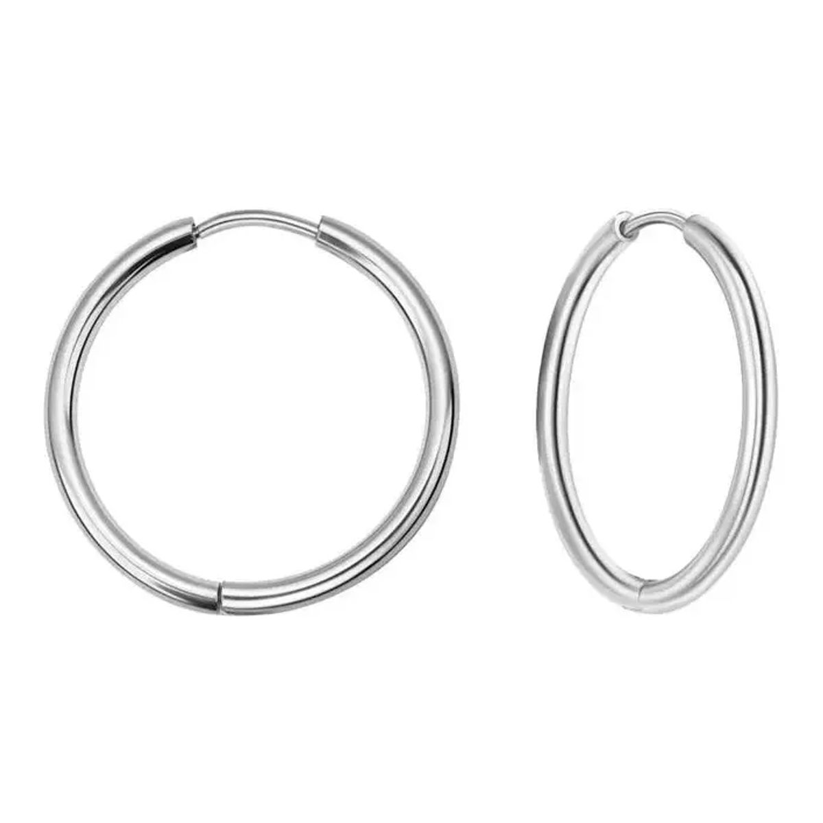 GENERICO - Aros 12mm Punk Hombre Mujer Silver Manba Earing