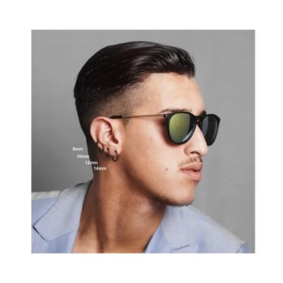 Imagen 2 del producto Aros 12mm Punk Hombre Mujer Silver Manba Earing