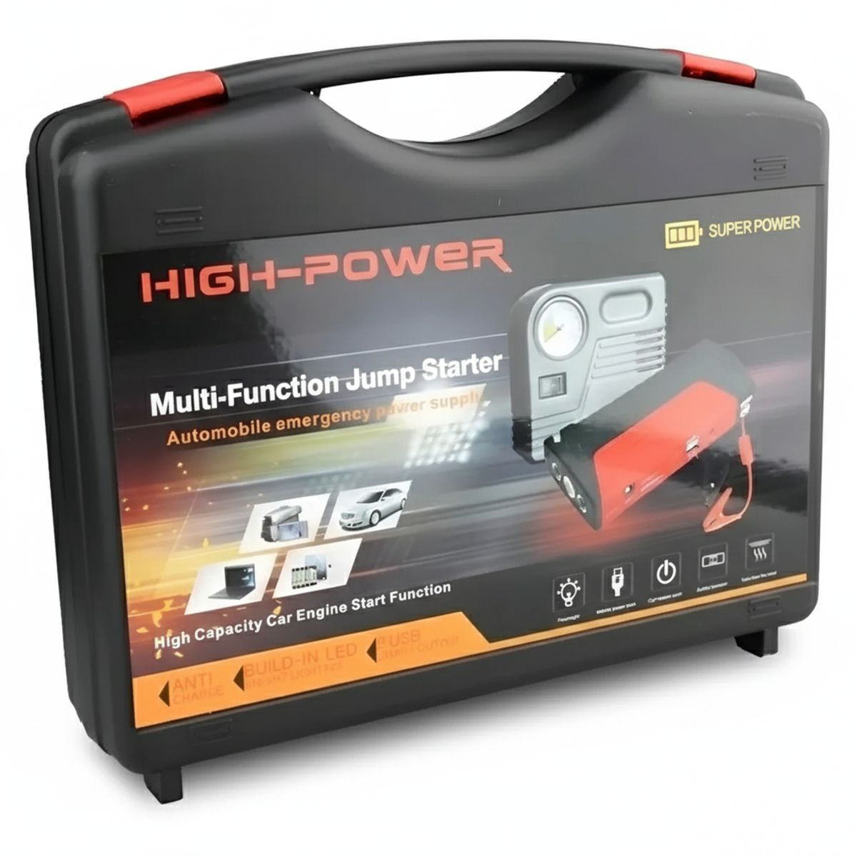 GENERICO - Cargador de Batería Partidor + Powerbank + Inflador De Rueda 3 en 1