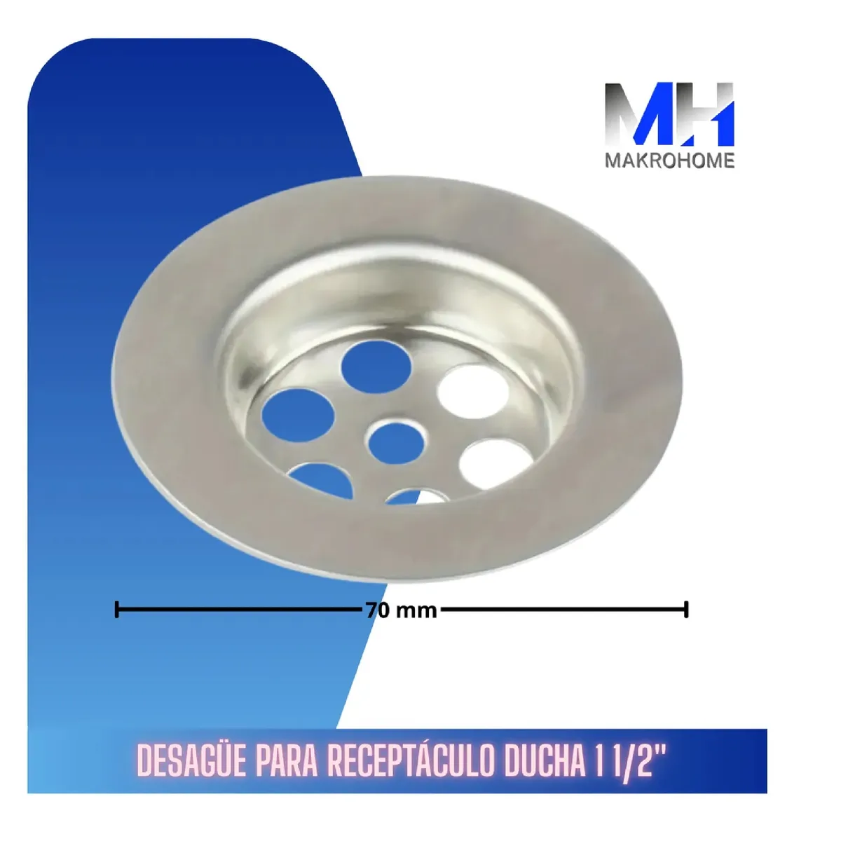 TAUMM - Desague Para Receptaculo Ducha 1 Media Taumm Con Tapa Cromada