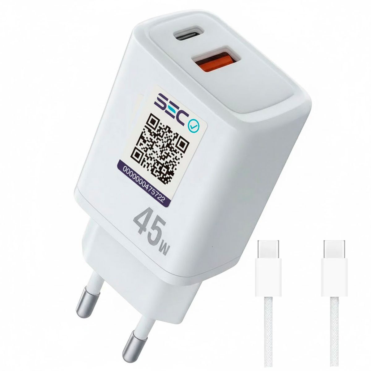 IRM - Cargador Certificado SEC Carga rapida USB-C 45w con Cable USB-C