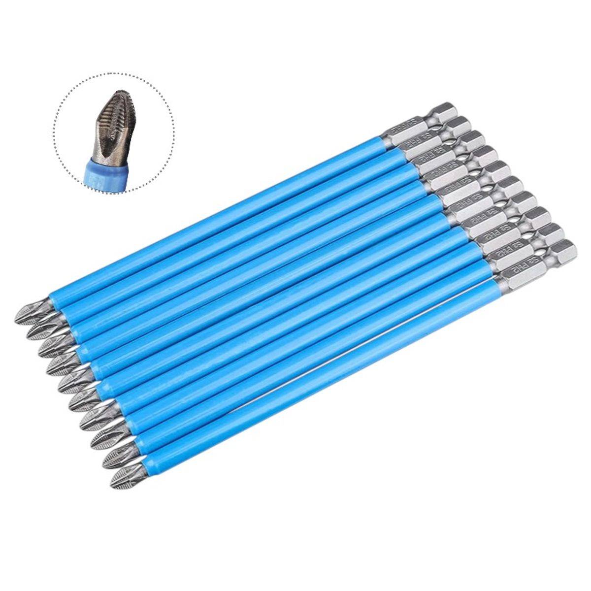 GENERICO - Set de Puntas Largas Phillips PH2 Magnetizadas de Impacto